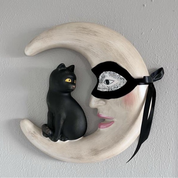 New Vintage Halloween Style Hanging Black Cat and The Moon - Picture 3 of 3